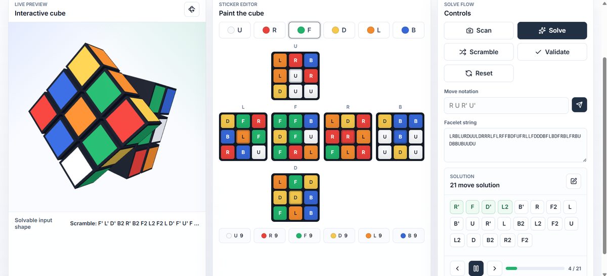 Rubik's Cube Studio live preview