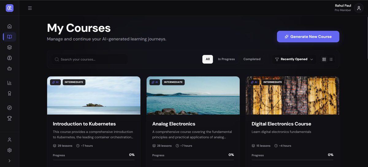 Smart Course Generator live preview